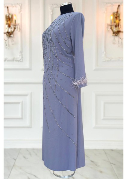 Asude Tesettür Abiye Gri modelleri