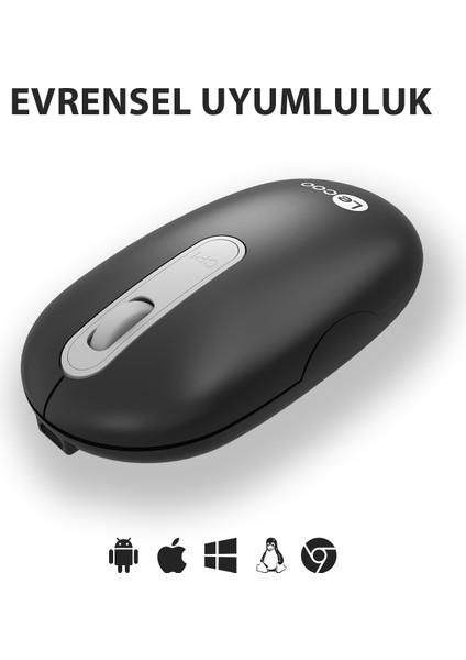 WS207 Kablosuz 1600DPI 4 Tuşlu Sessiz Şarj Edilebilir Optik Mouse Siyah