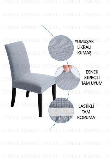 Gri Likralı Sandalye Kılıfı | Esnek, Lastikli, Yıkanabilir Sandalye Örtüsü | Pratik Koruma modelleri
