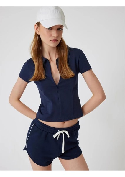 Polo Yaka Tişört Fermuarlı Slim Fit Kısa Kollu fiyatları