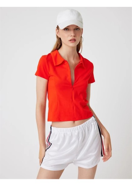 Polo Yaka Tişört Fermuarlı Slim Fit Kısa Kollu modelleri