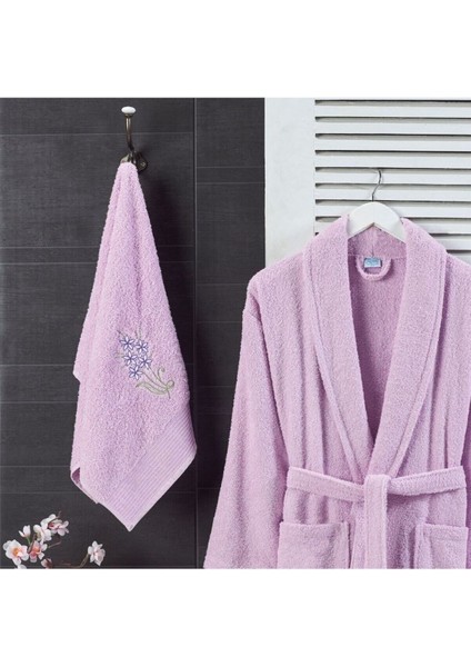 Leylak Havlulu Bornoz 2'li Set