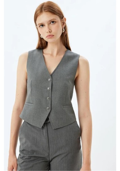 Blazer Yelek Düğmeli V Yaka Slim Fit modelleri