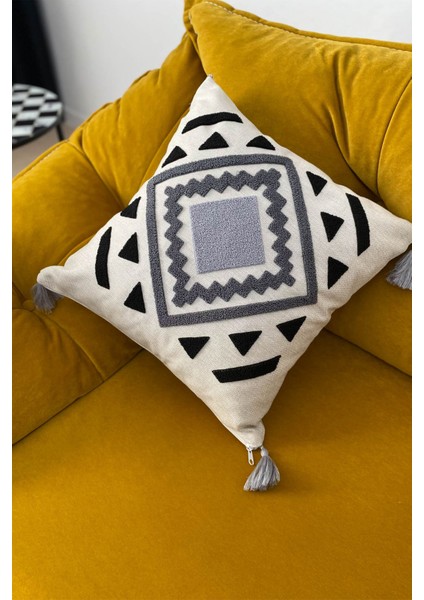 Gri Home Punch Nakışlı Kırlent Kılıfı fırsatları