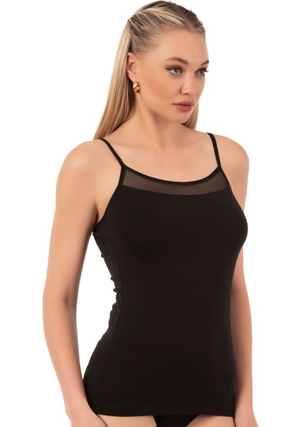 Özkan 26819 Kadın Pamuklu Modal Tül Detaylı İnce Askılı Atlet modelleri