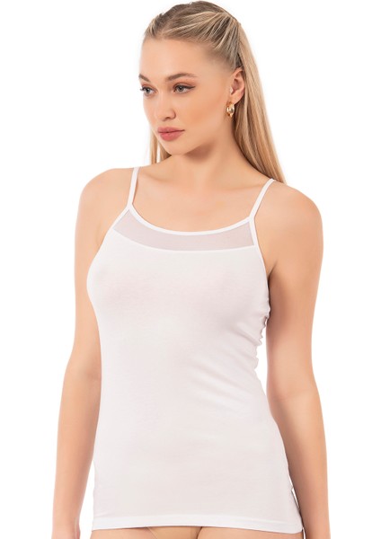 Özkan 26819 Kadın Pamuklu Modal Tül Detaylı İnce Askılı Atlet modelleri