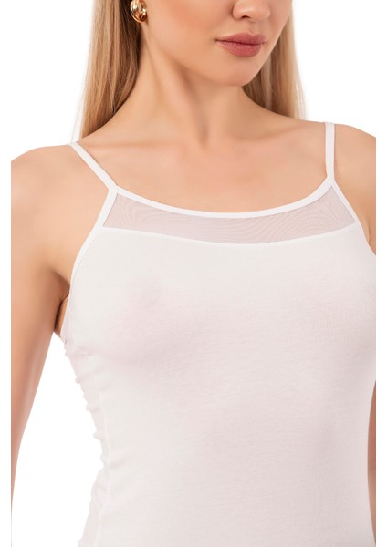 Özkan 26819 Kadın Pamuklu Modal Tül Detaylı İnce Askılı Atlet indirimleri