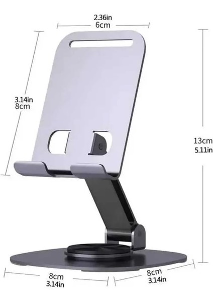 360° Dönen Metal Masaüstü Tablet ve Telefon Standı