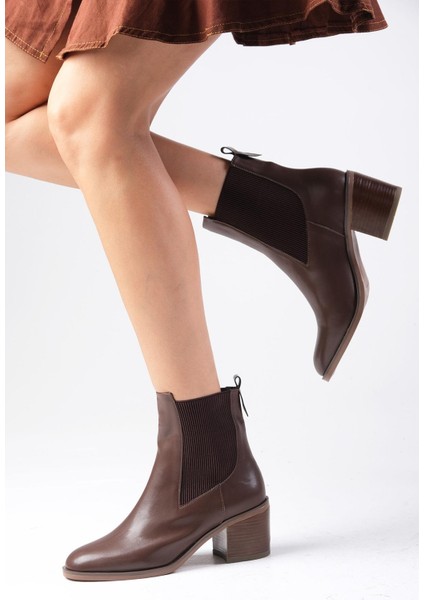 Alida Kahverengi Lastikli, Ince Suni Kürk Astarlı Kalın Topuklu Kadın Bot fiyatları