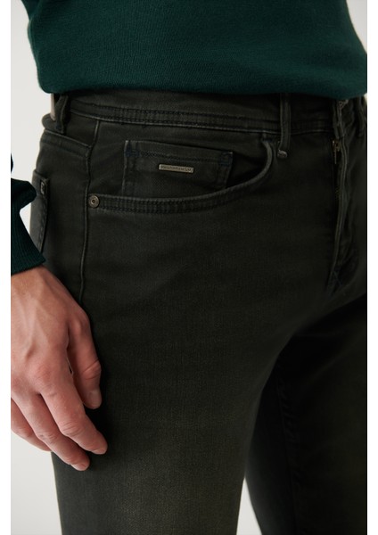 Erkek Haki Eskitme Yıkamalı Esnek Berlin Jean Pantolon A32y3510