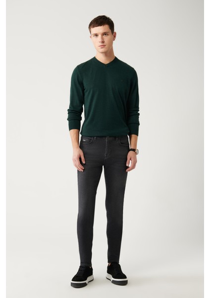 Erkek Siyah Rio Jean Pantolon Eskitme Yıkamalı Esnek Skinny Fit A32y3511