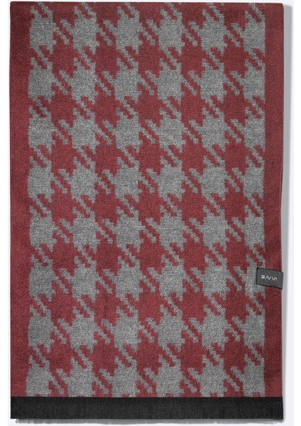 Erkek Bordo Viskon Karışımlı Püsküllü Desenli Şal A32y9411