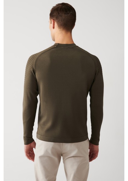 Erkek Haki Bisiklet Yaka Rayon Triko Kazak A32Y5006
