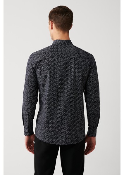 Erkek Siyah Gömlek %100 Pamuk Desenli A32y2171 fırsatları
