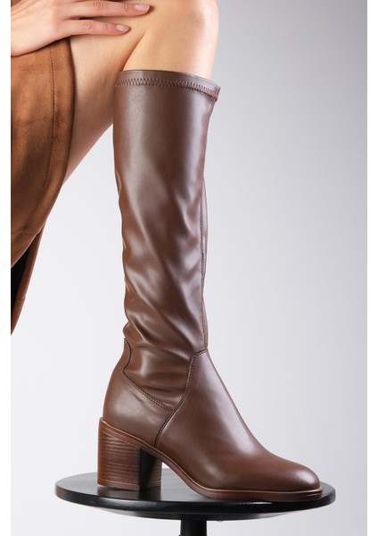 Armande Kahverengi Streç, Kalın Topuklu Kadın Çizme fırsatları