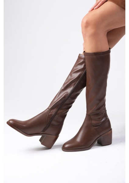 Armande Kahverengi Streç, Kalın Topuklu Kadın Çizme indirimleri
