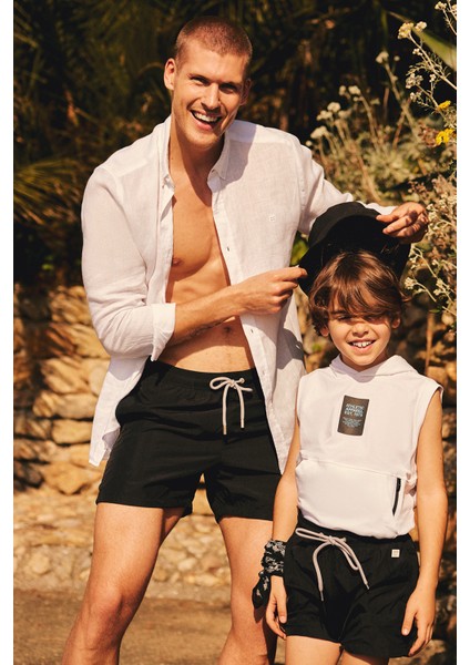 Erkek Siyah Hızlı Kuruyan Deniz Şortu A31y3800