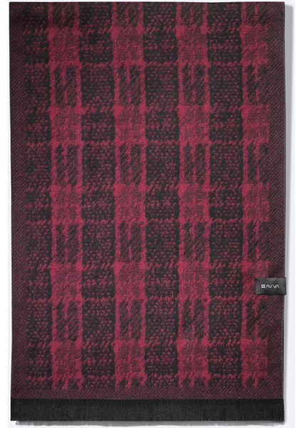 Erkek Bordo Viskon Karışımlı Püsküllü Desenli Şal A32y9403