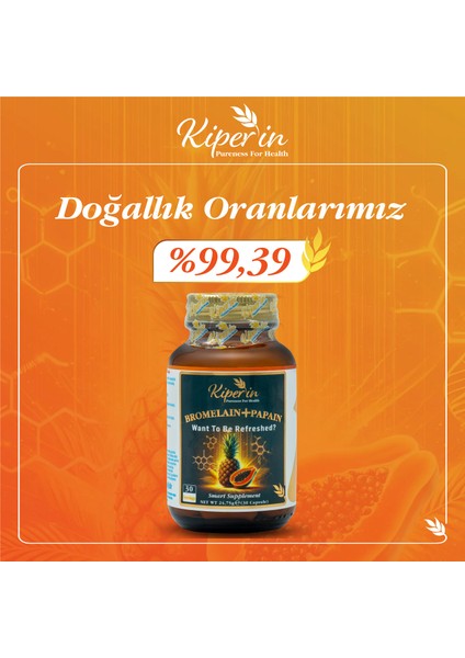 Bromelain(2500 Gdu) & Papain - Doğal Proteolitik Enzim (30Kapsül & 700mg) | Akıllı Gıda Takviyesi