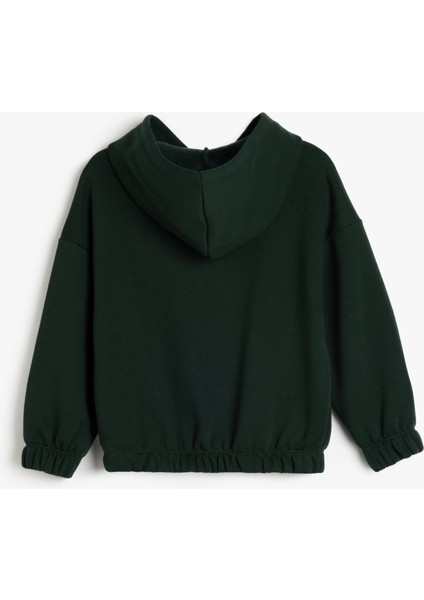 Kapşonlu Slogan Baskılı Uzun Kollu Pamuklu Sweatshirt fiyatları