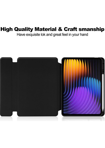 Xiaomi Pad 7 Kılıfı Için 360 Derece Dönebilen Pu Deri + Klavyeli Akrilik Tablet Kılıfı-Siyah (Yurt Dışından)
