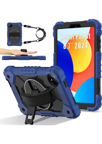 Xiaomi Redmi Pad Se 4g 8.7 Inç Kılıf Silikon + Pc Tablet Kapağı Kullanışlı Askı-Lacivert/siyah Için (Yurt Dışından)