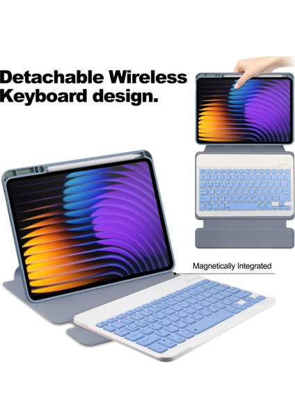 Xiaomi Pad 7 Kılıf 360 Derece Dönebilen Pu Deri + Klavyeli Akrilik Tablet Kılıfı-Mor (Yurt Dışından)