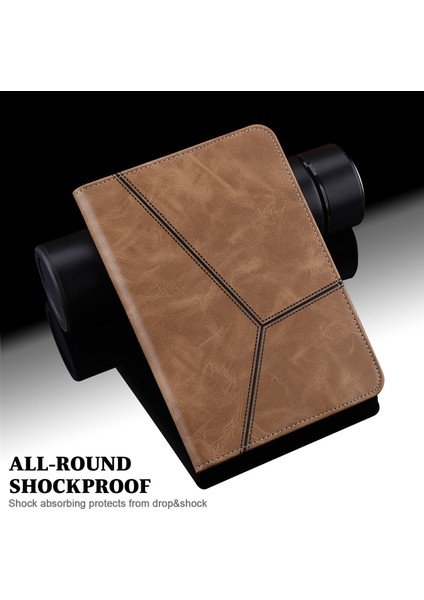 Xiaomi Pad 7 Pro / Pad 7 Kılıf Hattı Baskılı Pu Deri Kart Tutucu Tablet Kapağı-Kahverengi (Yurt Dışından) modelleri