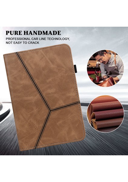 Xiaomi Pad 7 Pro / Pad 7 Kılıf Hattı Baskılı Pu Deri Kart Tutucu Tablet Kapağı-Kahverengi (Yurt Dışından) fırsatları