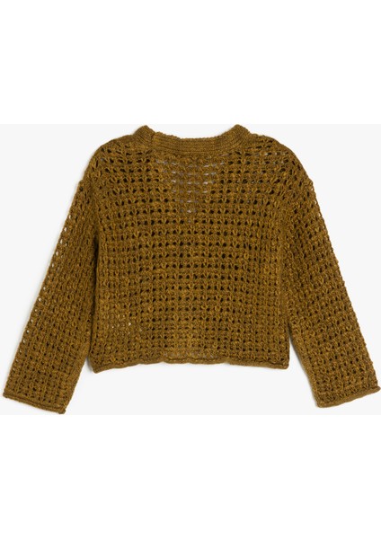 V Yaka Uzun Kollu Ajurlu Triko Hırka fiyatları