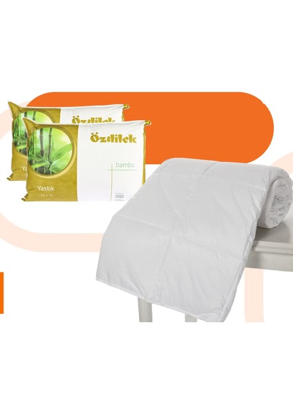 Çift Kişilik Bambu Yorgan 2 Adet Bambu Yastık Hediyeli
