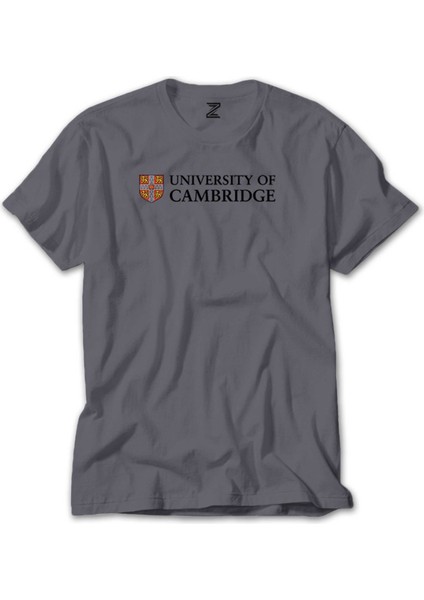 University Of Cambridge Logo Text Gri Tişört