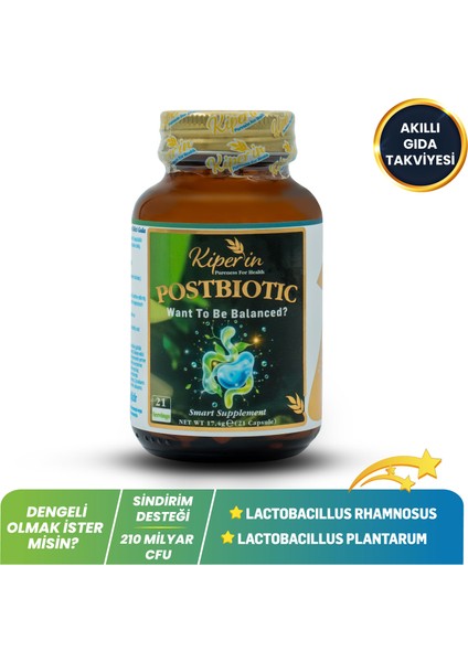 Postbiyotik 210 Milyar Cfu Rhamnosus & Plantarum (21KAPSÜL & 700MG) | Akıllı Gıda Takviyesi