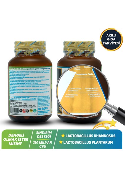 Postbiyotik 210 Milyar Cfu Rhamnosus & Plantarum (21KAPSÜL & 700MG) | Akıllı Gıda Takviyesi