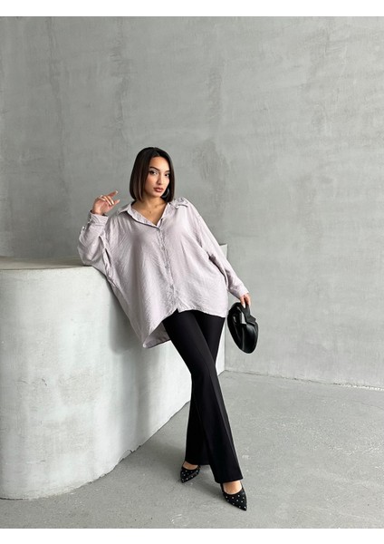 Kadın Dökümlü Oversize Gömlek modelleri