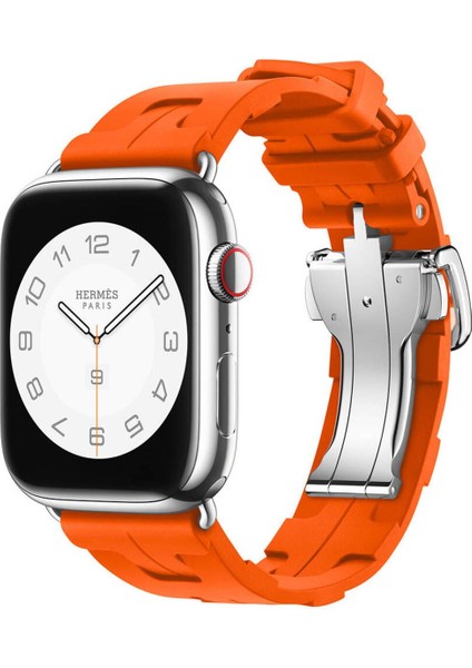 Watch 44 mm Spor Görünümlü İçin Uyumlu Kayış Kordonu Krd-94 Silikon Kordon