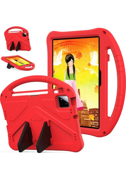 Xiaomi Pad 7 Pro / Pad 7 Kılıf Eva Tablet Kılıfı Saplı Çocuk Dostu-Kırmızı (Yurt Dışından)