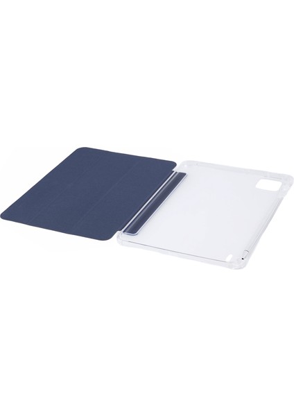 Xiaomi Pad 7 Pro / Pad 7 Için Kalem Yuvalı Kılıf Üç Katlı Pu Deri + Tpu Tablet Kapağı Otomatik Uyandırma / Uyku-Koyu Mavi (Yurt Dışından)