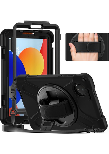 Xiaomi Redmi Pad Se 4g 8.7 Inç Tpu Pc Silikon Tablet Kılıfı Omuz Askılı-Siyah (Yurt Dışından)