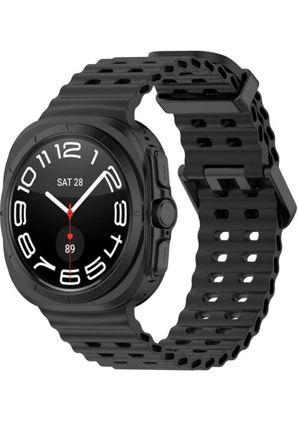 Samsung Galaxy Watch Ultra 47 mm İçin Uyumlu Kayış Kordonu KRD-118 Tırtıklı Tasarım Silikon Kordon