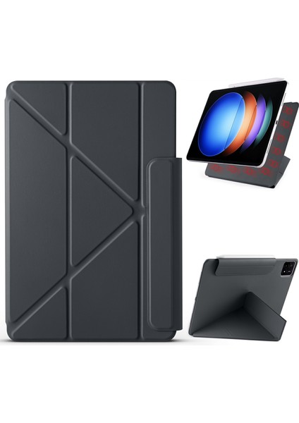 Xiaomi Pad 6s Pro 12.4 Kılıf Pc+Pu Deri Origami Manyetik Tablet Kapağı-Siyah (Yurt Dışından)