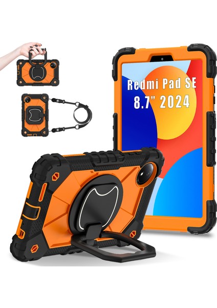 Xiaomi Redmi Pad Se 4g 8.7 Inç Kılıf Silikon + Pc Tablet Kapağı-Siyah/turuncu (Yurt Dışından)