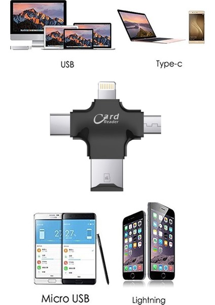 Profesyonel Kamera Akıllı Telefon Uyumlu 4 In 1 Kart Okuyucu Aparat modelleri
