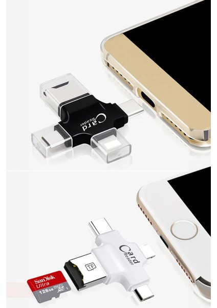 Profesyonel Kamera Akıllı Telefon Uyumlu 4 In 1 Kart Okuyucu Aparat fırsatları