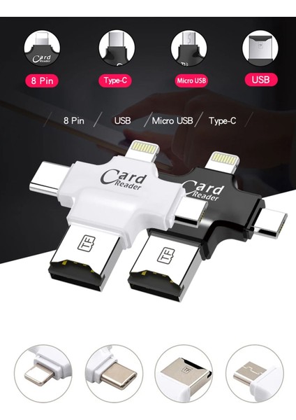 Profesyonel Kamera Akıllı Telefon Uyumlu 4 In 1 Kart Okuyucu Aparat indirimleri
