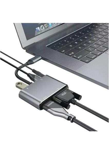 Type-C Den 4K HDMI VGA Görüntü Aktarma Akıllı Cihaz Bilgisayar Ayarlı Adaptör Port