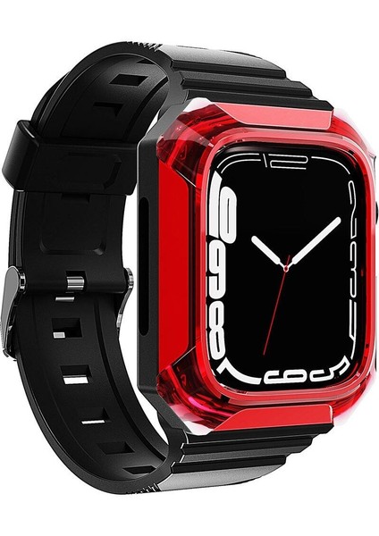 Watch 42MM İçin Uyumlu Krd-88 Delikli Kordon Ayarlama Sert Pc Kasa Koruyuculu Silikon Kordon