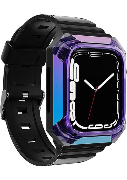 Watch 7 45MM İçin Uyumlu Krd-88 Delikli Kordon Ayarlama Sert Pc Kasa Koruyuculu Silikon Kordon