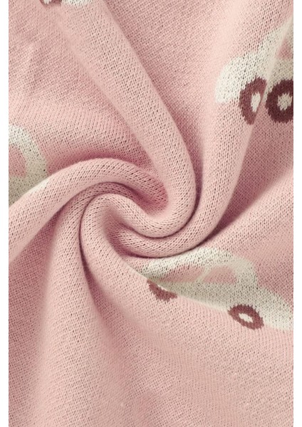 Kız ve Erkek Bebek Için Triko Örgü Bebek Battaniyesi 85CM X85CM Araba Rüyası Pembe
