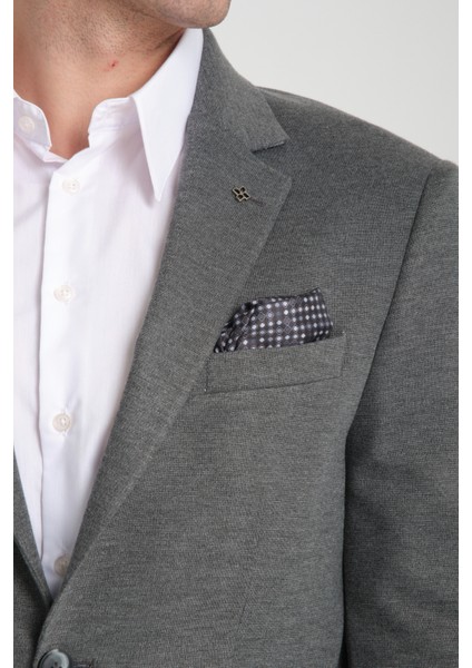 Jasino Erkek Antrasit Pamuklu Likralı Slim Fit Örme Esneyen Mono Yaka Blazer Ceket fiyatları